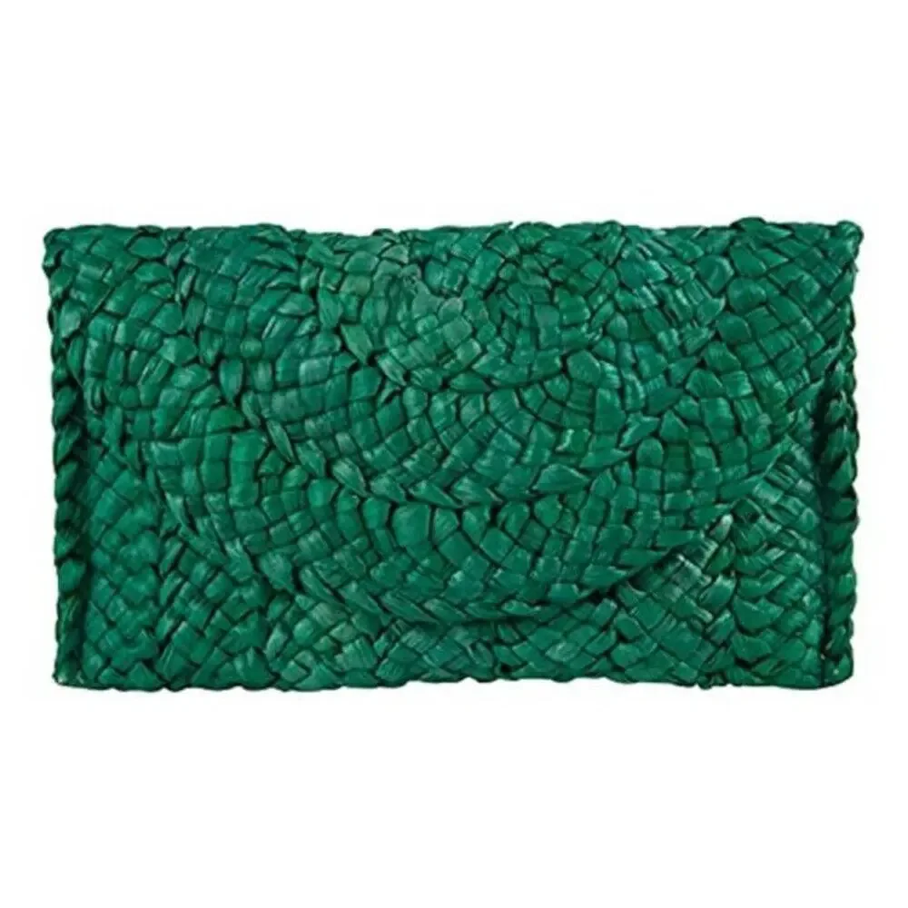Woven Straw Clutch Bag Envelope Summer Beach Purse Women Green - Picture 6 of 6